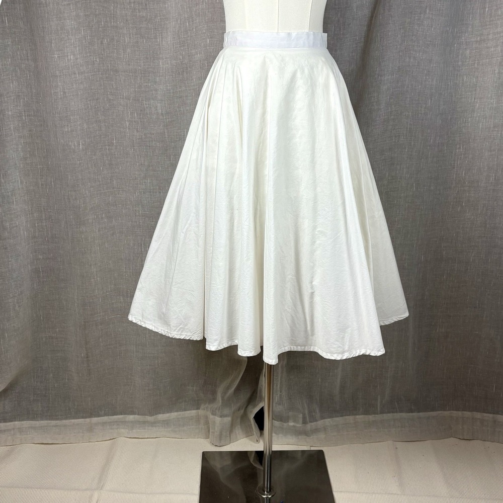 Vintage Repro White Cotton Circle Skirt Pinup Rockabilly Size XL 36 Inch Waist